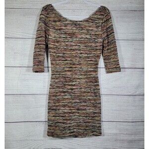 LILY Rose 3/4 Sleeve Mini Low Cut Back Dress Multicolored Size Large